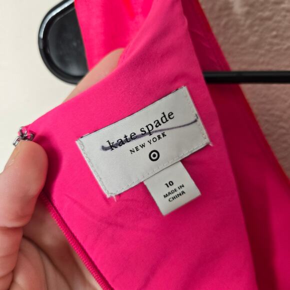 KATE SPADE TARGET Sleeveless Classic Rose Peplum Midi Dress Hot Pink Size 10 - Picture 8 of 8